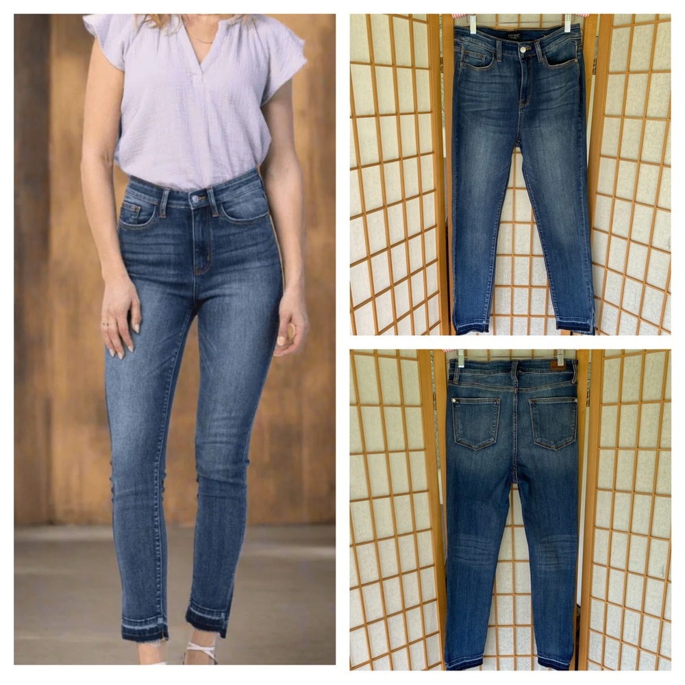 Judy Blue Kelsey Released Hem Side Slit Skinny Denim Jean SZ 29
